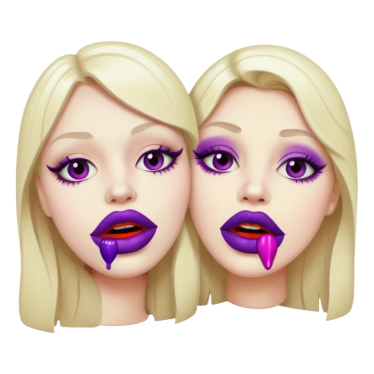 pair of bloody lips with purple lipstick on sticker