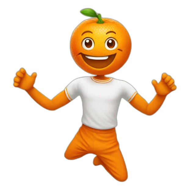 A happy orange with arms and feet sticker