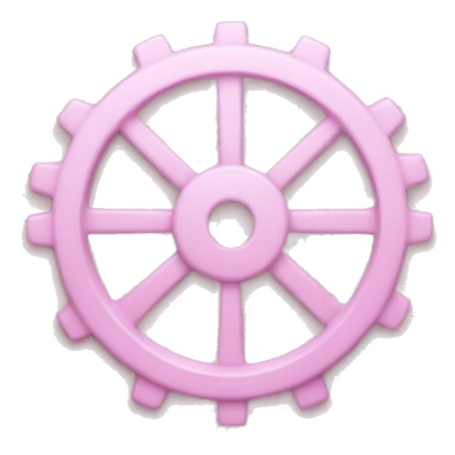 An emoji of a settings wheel in pastel pink sticker