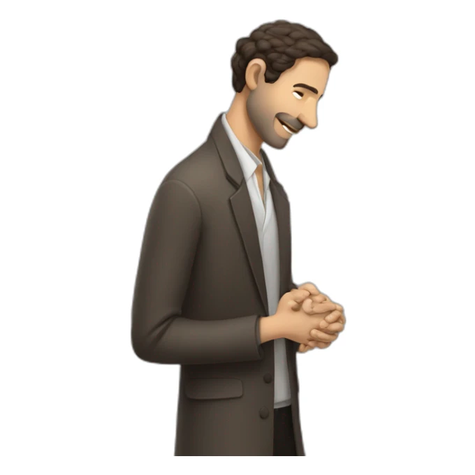 jewish man rubbing hands together side profile large nose sticker