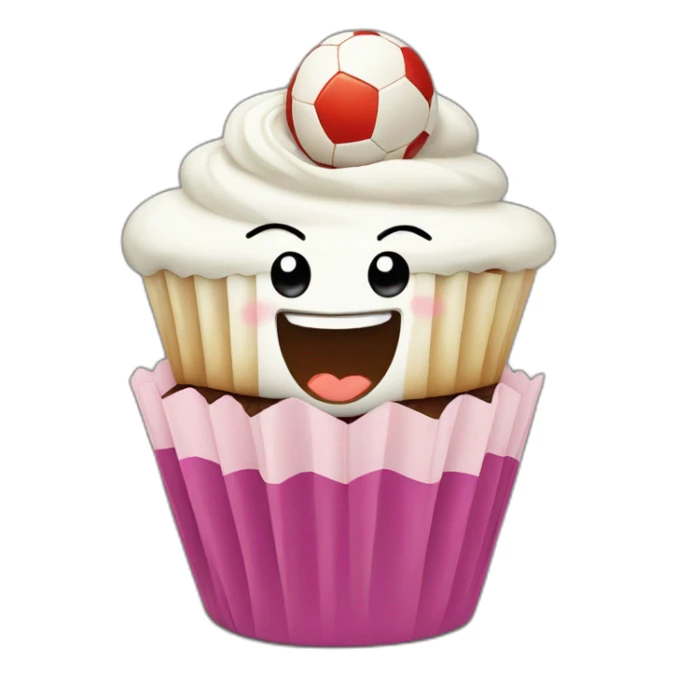 Happy cupcake with soccer ball on top sticker