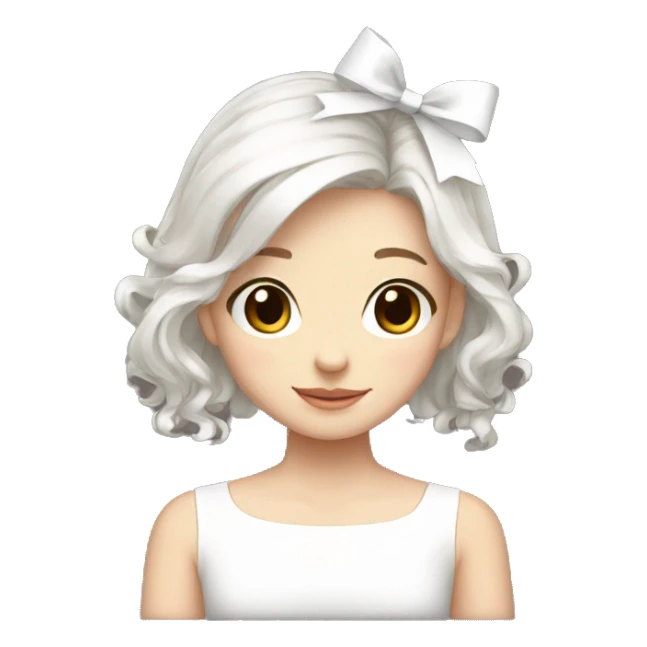 Cute white ribbon hair girl sticker