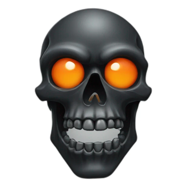 black skull, orange eye sockets, muscular jaw sticker