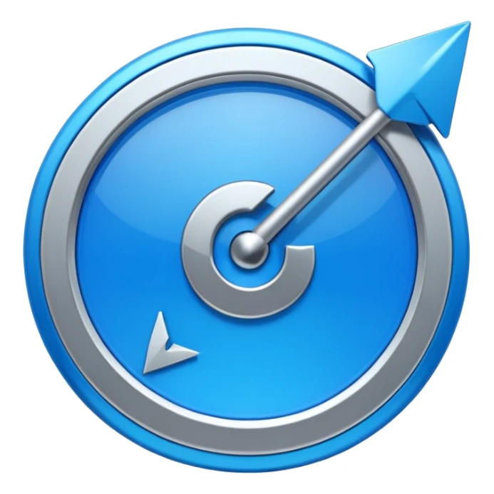 mac os icon conversion, rotation arrows, vivid blue, skeuomorphic sticker