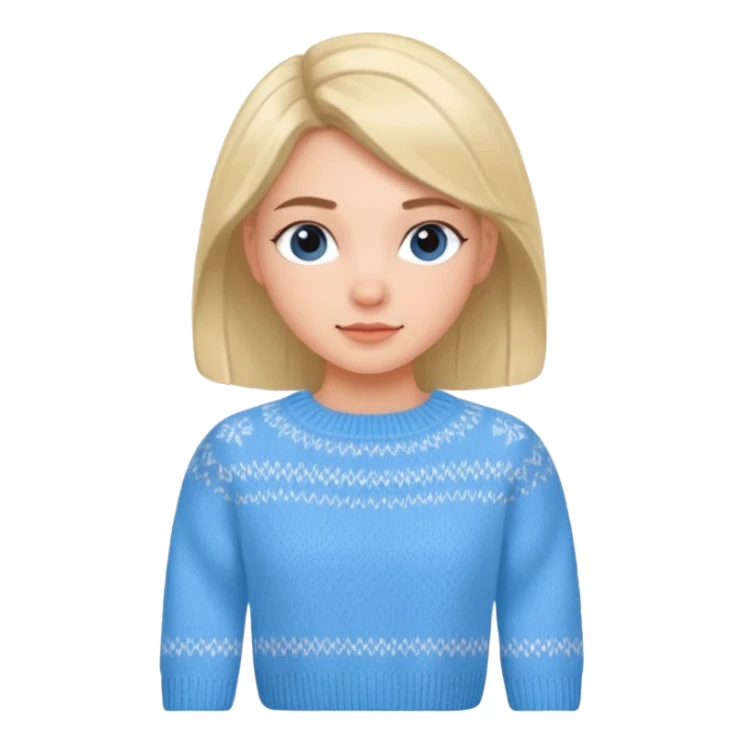sky-blue knitted wool sweater, round neck, Girl's wear. sticker