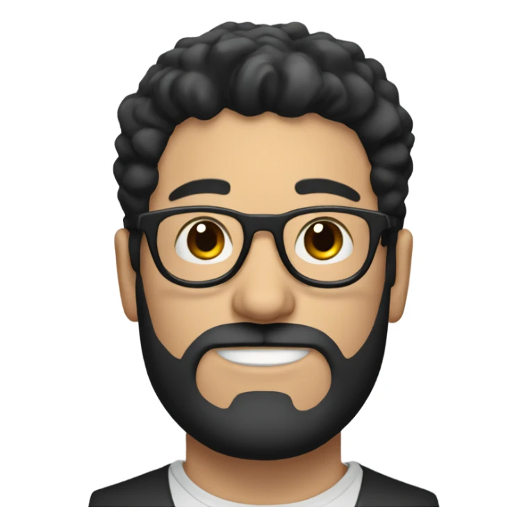 Brunette guy with circle beard; glasses; black hair sticker