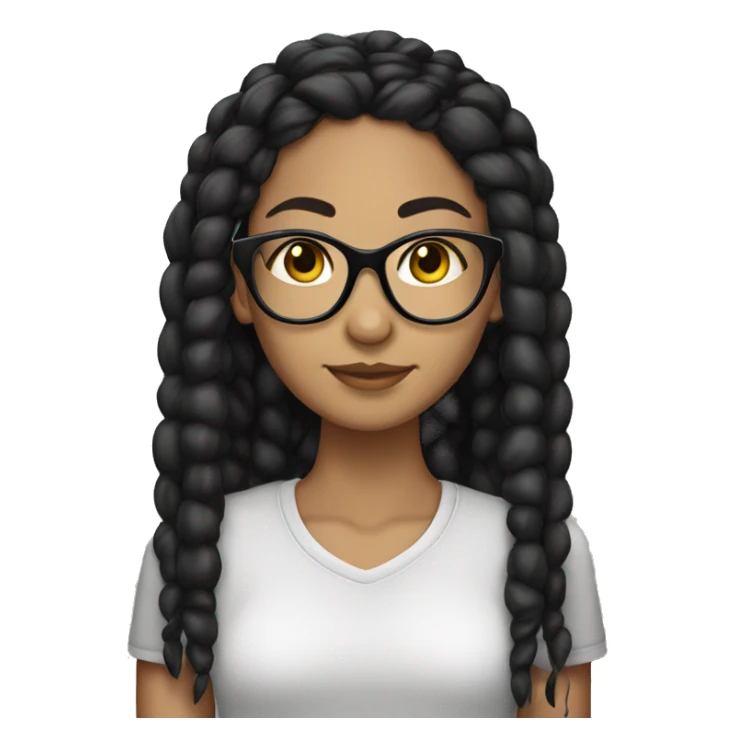 lightskin girl with glasses and black braids with long lashes sticker