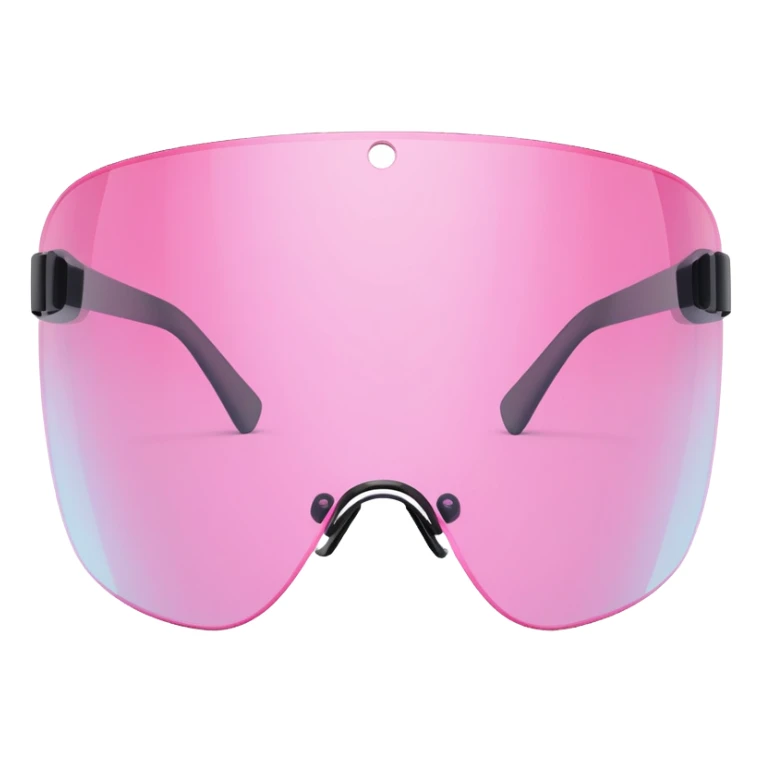 pink tinted shield visor glasses, frameless Y2K style, one continuous lens sticker