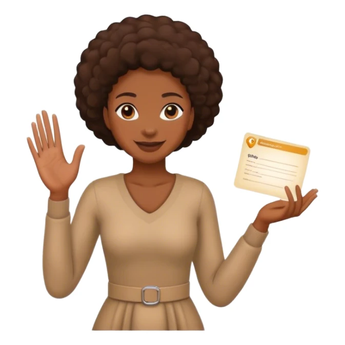 a black woman moving her hand in an invitation to approach sticker