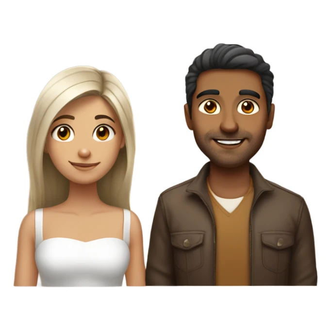 indian guy with a white brown ombre haired girl with hazel eyes sticker