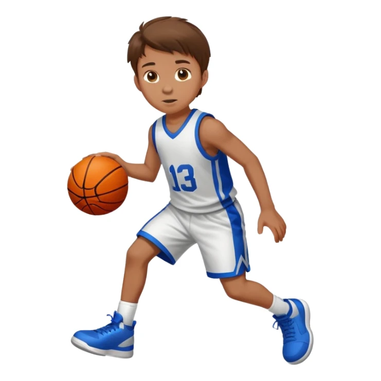 Boy with brown hair playing basketball sticker