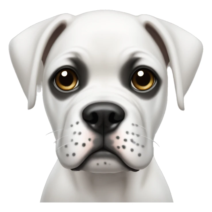 white boxer puppy with a couple small black dots on face  sticker