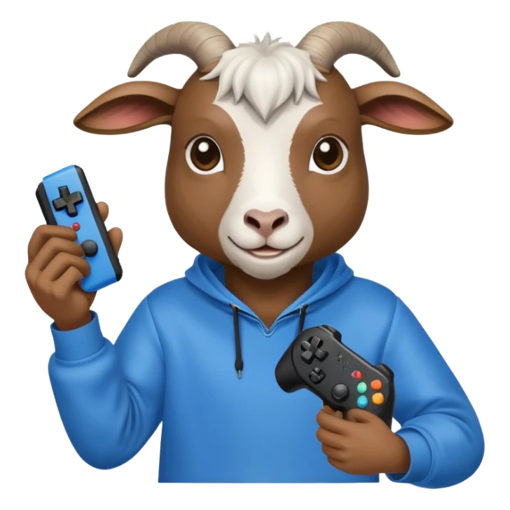 Goat wearing sweatshirt holding video game controller  sticker