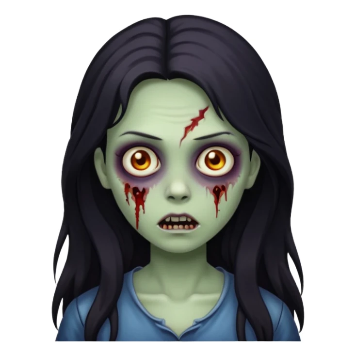 girl zombie with dark long hair sticker