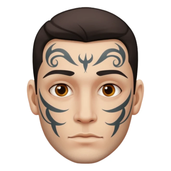 tattoo man, white skintone,tattoos on face, more visible. sticker