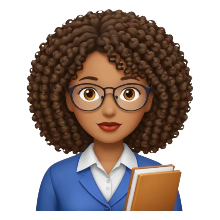 Black female teacher with curly hair and no glasses sticker
