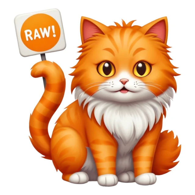 Sassy cat with sign that says rawr sticker