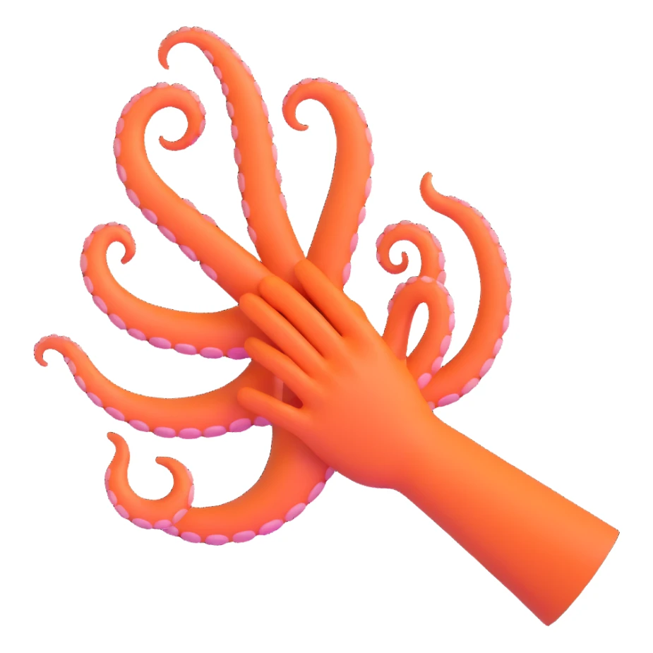 hand with tentacles instead of fingers sticker