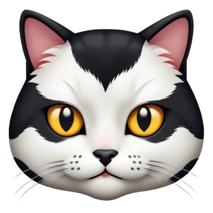 black and white cat face more black than white mean looking sticker