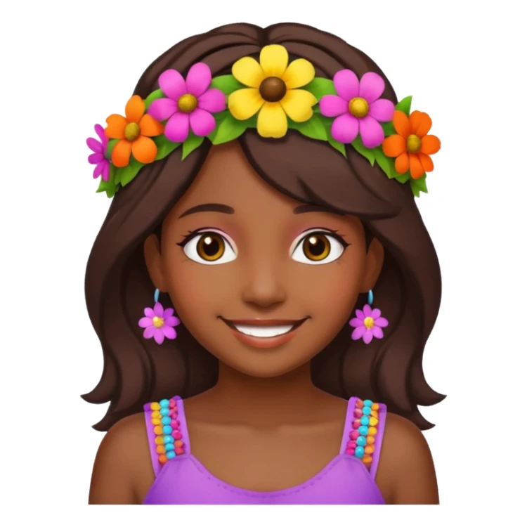 brown girl with flower crowns sticker