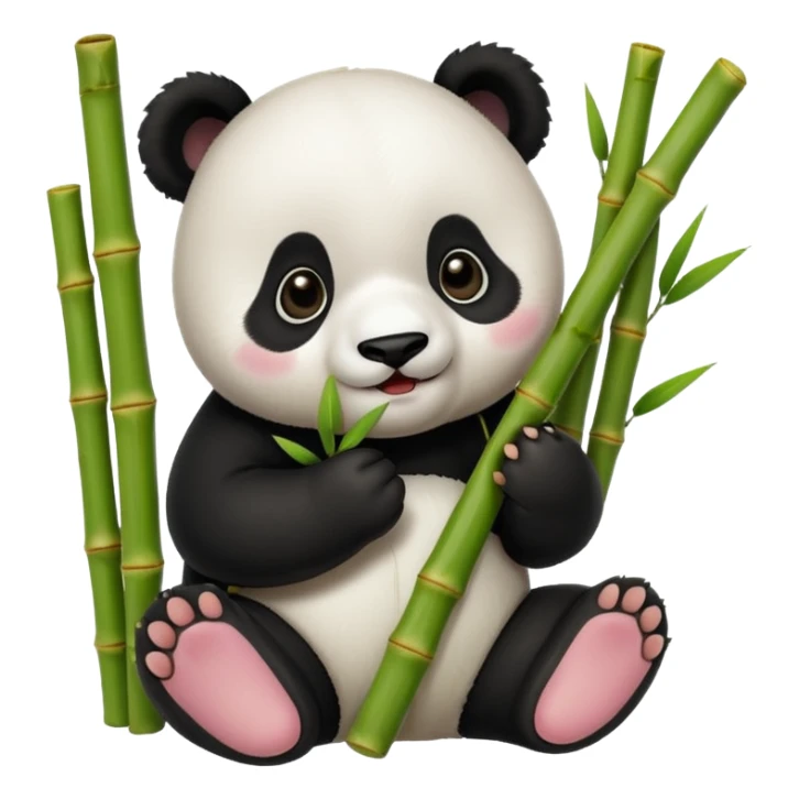 baby panda eating bamboo sticker