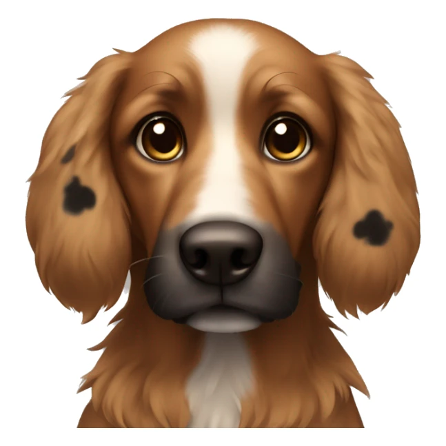 Brown dog with black spots and long fluffy ears ( no white) sticker