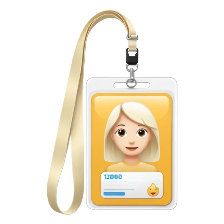 a blank id card with long looped cream lanyard sticker