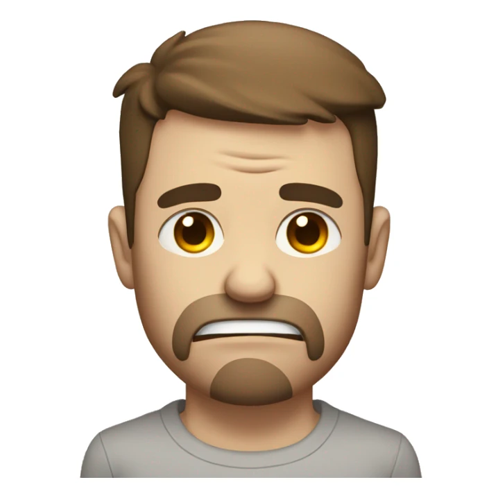 Sad, crying White Man with brown hair lifting weights sticker