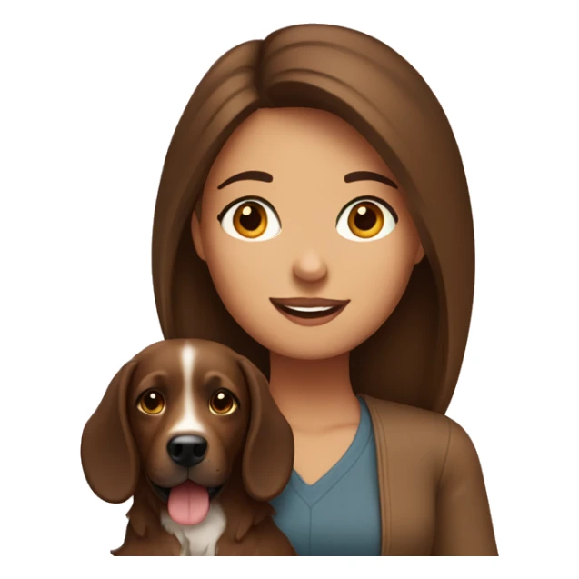 Brunette girl with brown dog  sticker