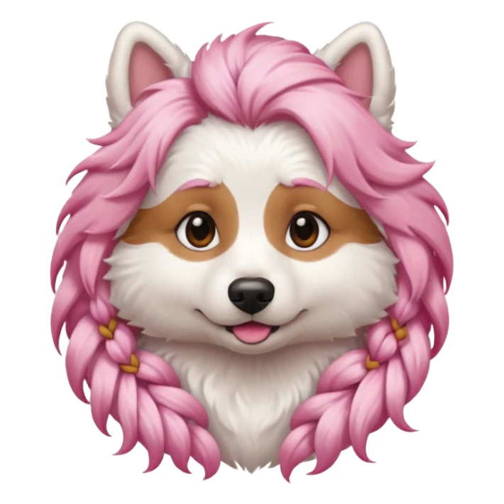 braided haired dog pink hair sticker