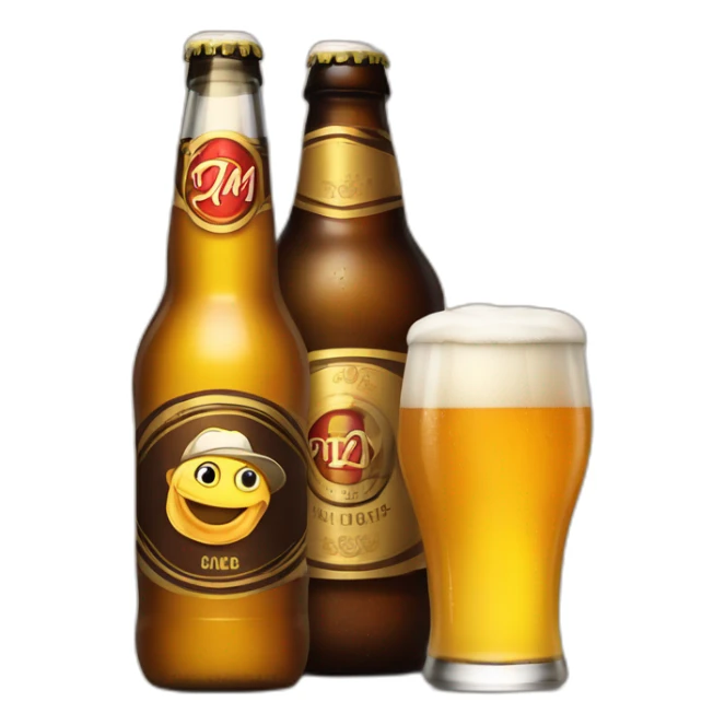 bottle of beer with a glass of beer in hand sticker