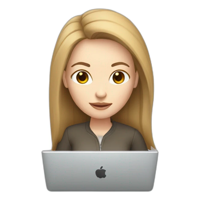 woman on a computer seen behind pale skin brown hair sticker