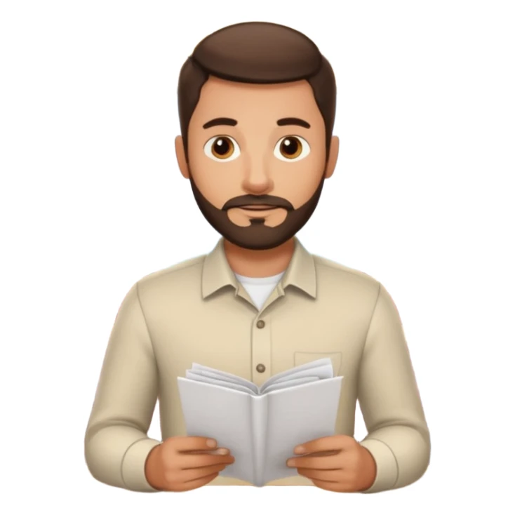 Brunette Guy with very short beard at a restuarant sticker