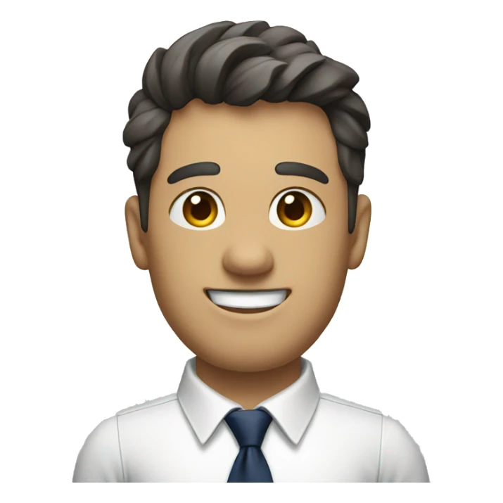 A modern man with glass white shirt and  navy blue tie waving hi sticker