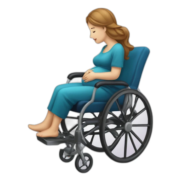 Une femme enceinte en chaise roulante buvant de l’eau sticker