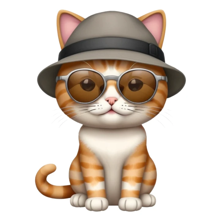 cat wearing sunglasses and a hat sticker