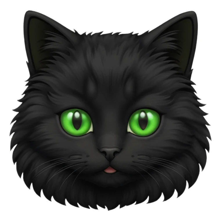 Black fluffy cat with green eyes sticker