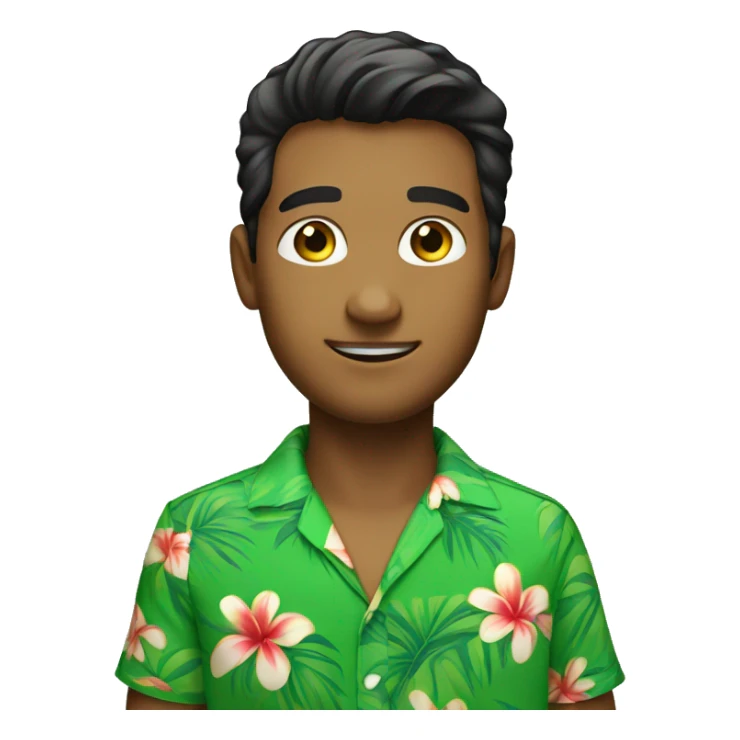 young man wearing bright green hawaiian shirt sticker