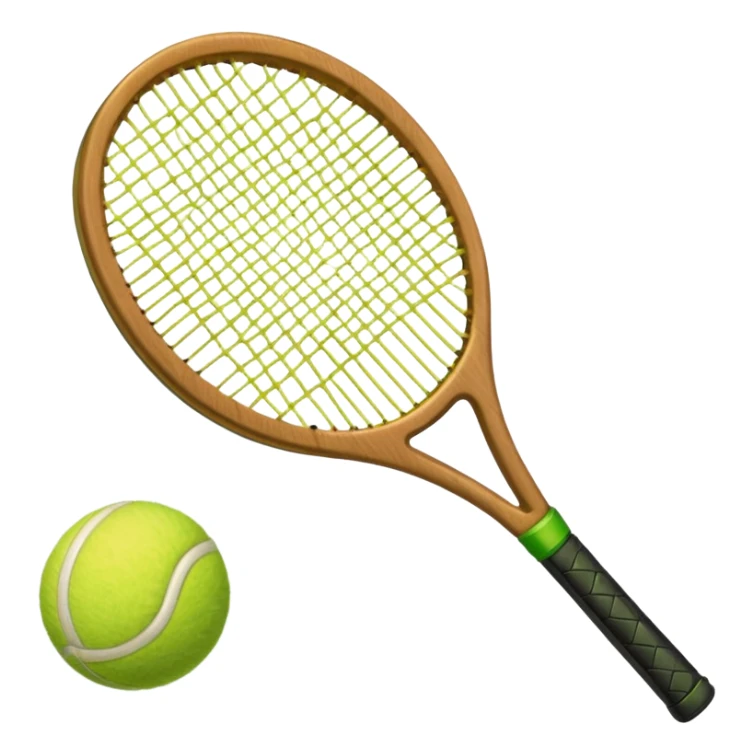 Tennis racket with a green tennis ball sticker