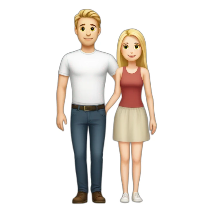A tall white guy and a short white girl couple sticker
