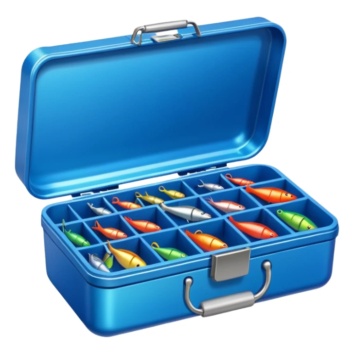 A tackle box filled with hooks, lures, and colorful bobbers.
 sticker