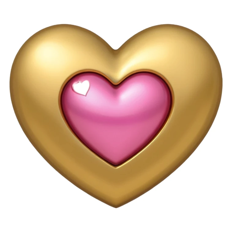 gold heart with one mini pink heart inside of it  sticker