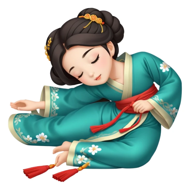 Beautiful girl in Hanfu lying on the ground sleeping sticker