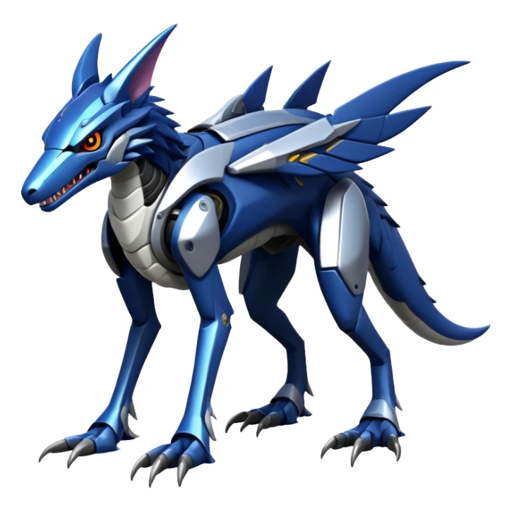 Futuristic Mechanical Sergal-raptor-nargacuga-vernid, 4 legs, full body sticker