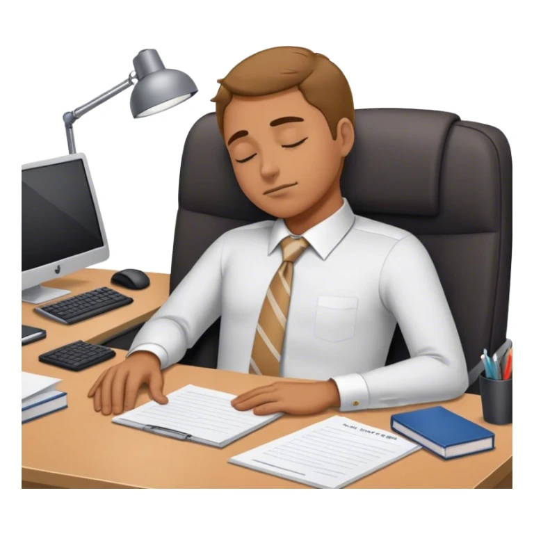 Man Sleeping at office desk job sticker