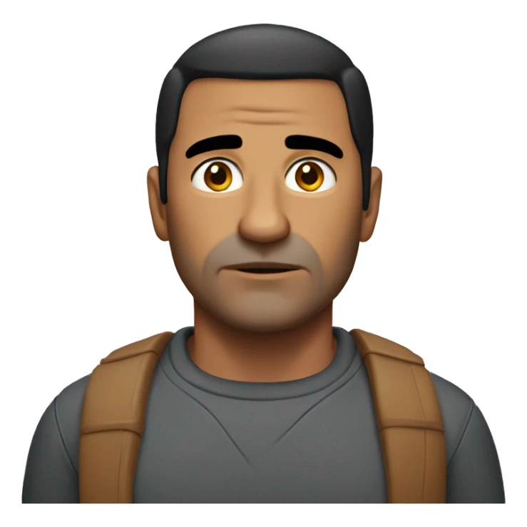 50 year old tanned man with straight short black hair and serious face sticker