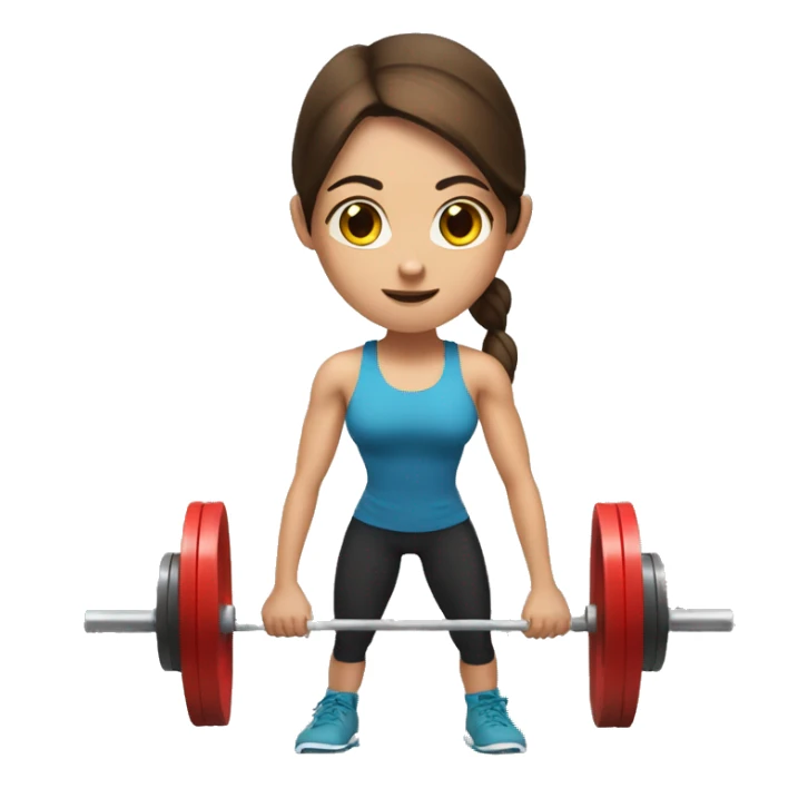 Deadlift exercise girl with brown hair and brown eyes  sticker