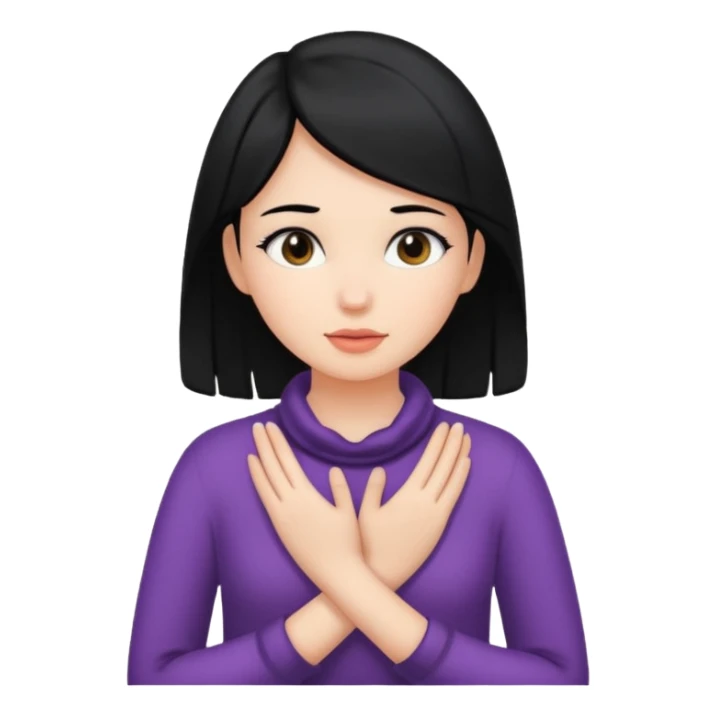 Girl with black hair holding hands around her neck  sticker