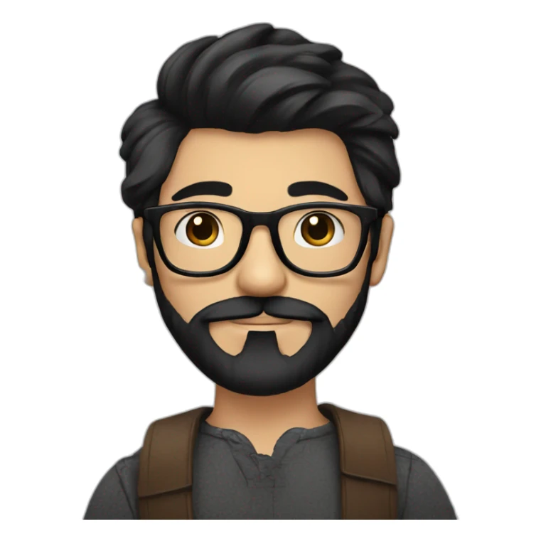 Hipster with black hair, beard and glasses drinking cappuccino   sticker
