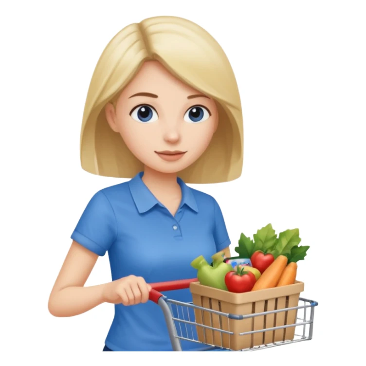 A woman pushing a shopping cart sticker